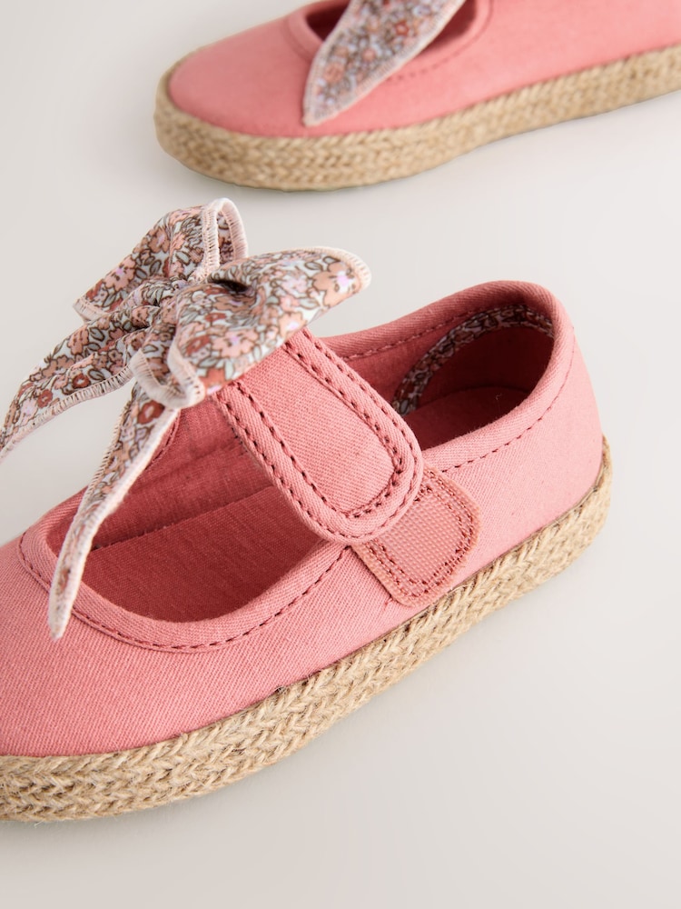 Rust Pink Printed Bow Touch And Fasten Strap Shoes - Image 3 of 5