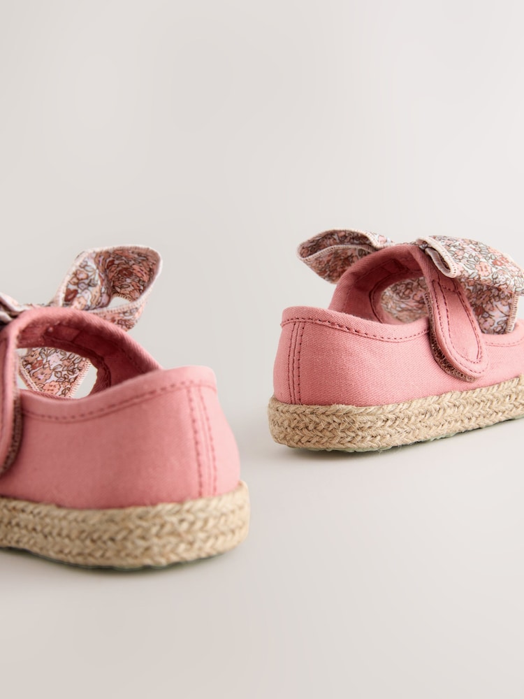 Rust Pink Printed Bow Touch And Fasten Strap Shoes - Image 4 of 5