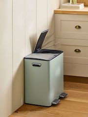 Sage Green 40L 3 compartment Recycling Soft Close Pedal Bin - Image 2 of 7