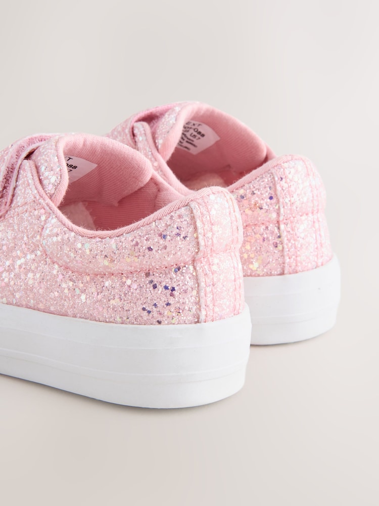 Pink Glitter Standard Fit (F) Chunky Trainers With Touch Fastening - Image 2 of 6