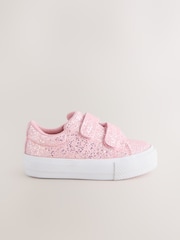 Pink Glitter Standard Fit (F) Chunky Trainers With Touch Fastening - Image 3 of 6