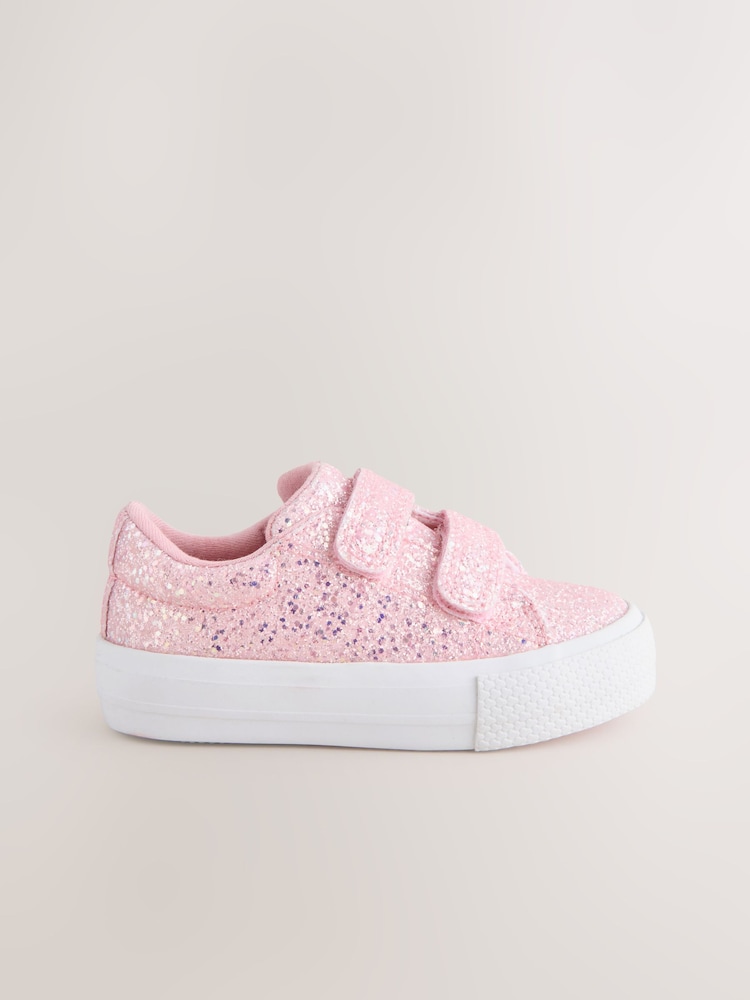 Pink Glitter Standard Fit (F) Chunky Trainers With Touch Fastening - Image 3 of 6