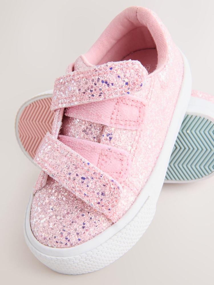 Pink Glitter Standard Fit (F) Chunky Trainers With Touch Fastening - Image 5 of 6