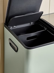 Sage Green 60L 3 Compartment Recycling Soft Close Pedal Bin - Image 7 of 7