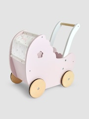 JoJo Maman Bébé Pink Personalised Pretty Floral Doll Pram - Image 5 of 9