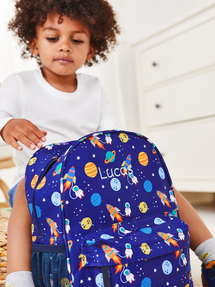 JoJo Maman Bébé Blue Personalised Space Medium Backpack - Image 2 of 7