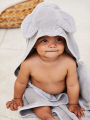 JoJo Maman Bébé Personalised Grey Elephant Hooded Towel - Image 5 of 7