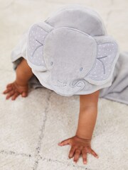 JoJo Maman Bébé Personalised Grey Elephant Hooded Towel - Image 6 of 7