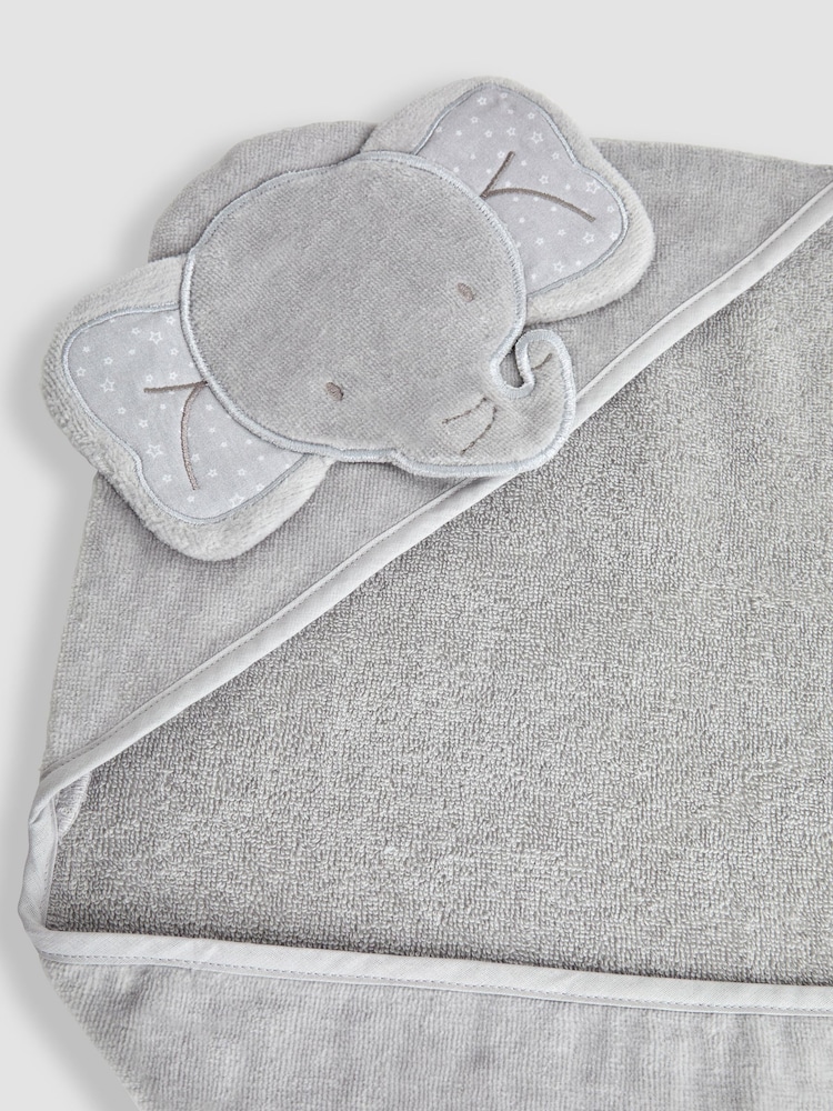 JoJo Maman Bébé Personalised Grey Elephant Hooded Towel - Image 7 of 7