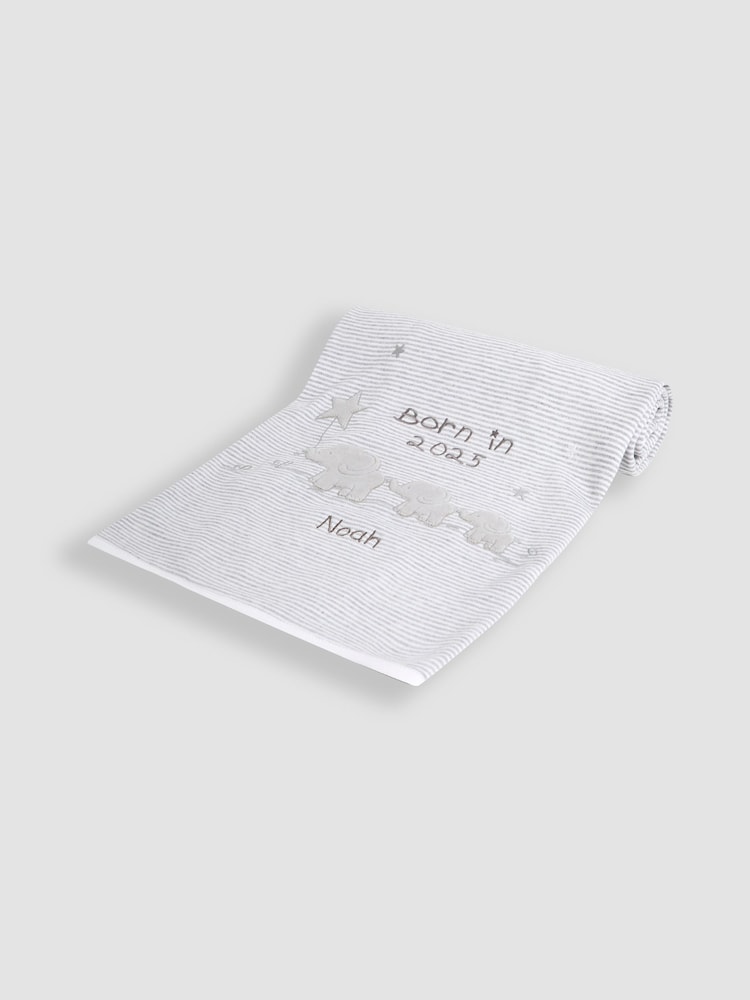 JoJo Maman Bébé Personalised Born in 2025 Reversible Jersey Shawl - Image 1 of 3