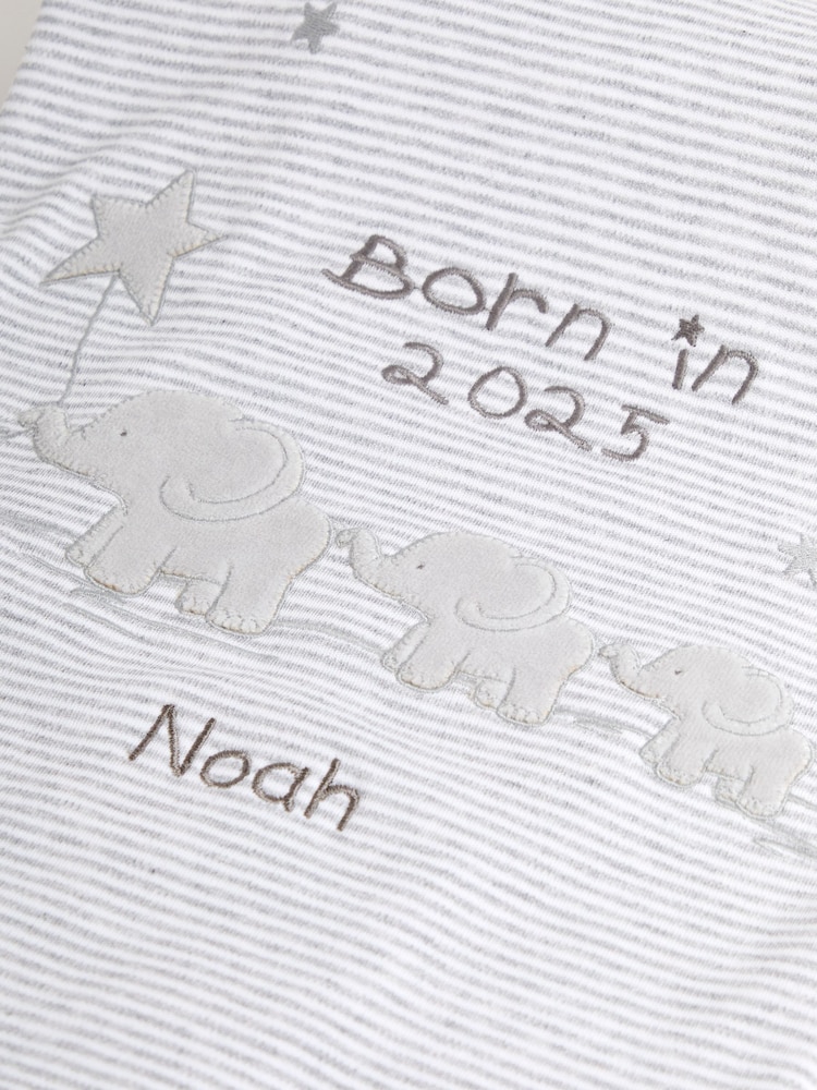 JoJo Maman Bébé Personalised Born in 2025 Reversible Jersey Shawl - Image 2 of 3