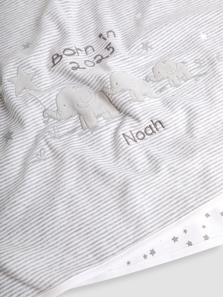 JoJo Maman Bébé Personalised Born in 2025 Reversible Jersey Shawl - Image 3 of 3