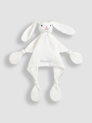 JoJo Maman Bébé Personalised White Bunny Muslin Comforter - Image 1 of 4