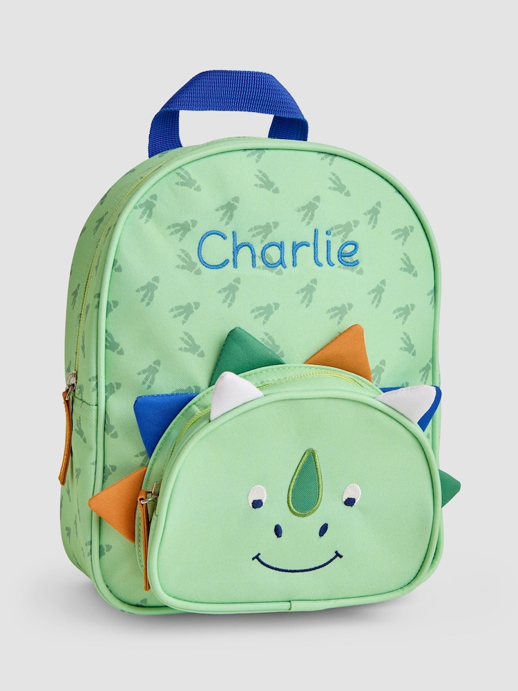 JoJo Maman Bébé Green Personalised Green Dino Backpack - Image 1 of 6