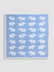 JoJo Maman Bébé Personalised Blue Elephant Knitted Shawl - Image 1 of 3