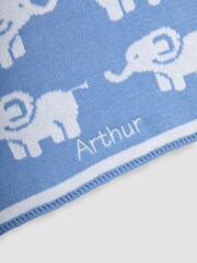 JoJo Maman Bébé Personalised Blue Elephant Knitted Shawl - Image 3 of 3