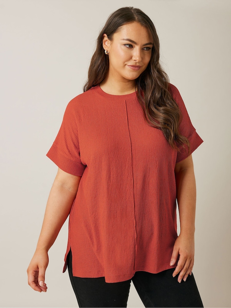 Evans Orange Textured Seam Detail T-Shirt - Bild 1 von 5 Evans Orange Textured Seam Detail T-Shirt - Bild 1 von 5