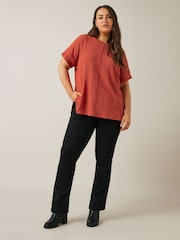 Evans Orange Textured Seam Detail T-Shirt - Bild 2 von 5