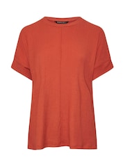 Evans Orange Textured Seam Detail T-Shirt - Bild 5 von 5