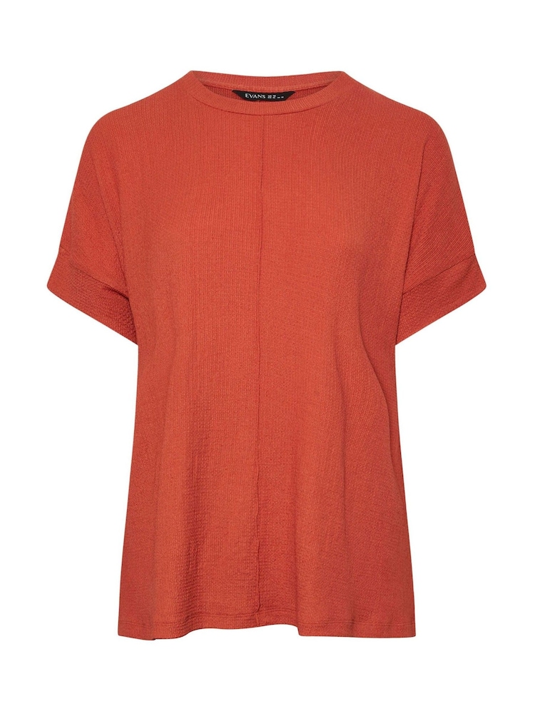 Evans Orange Textured Seam Detail T-Shirt - Bild 5 von 5
