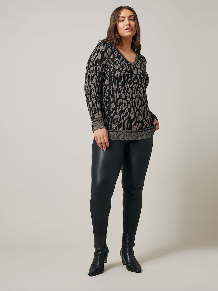 Evans Metallic V-Neck Black Jumper - Image 2 of 5