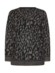 Evans Metallic V-Neck Black Jumper - Image 5 of 5