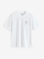 Guess Jeans White Oversized Fit Palm Logo 100% Cotton T-Shirt - Image 1 of 1