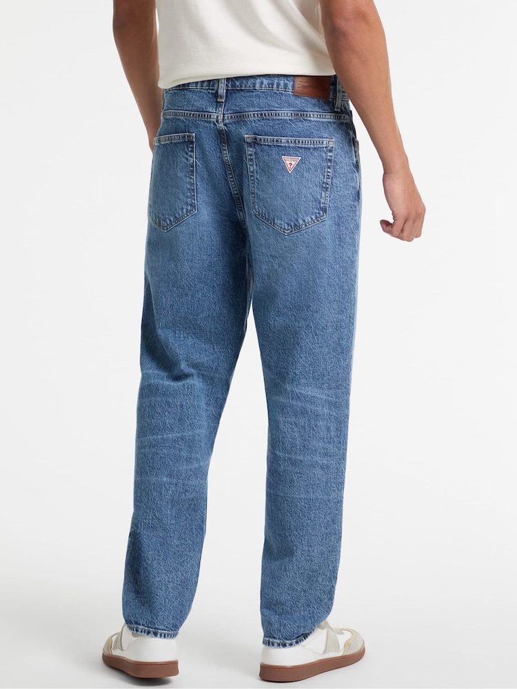 Guess Jeans Blue Denim Relaxed Fit Tapered 100% Cottton Jeans - Image 3 of 5
