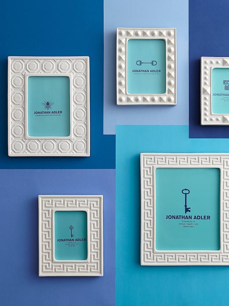 Jonathan Adler White Charade Greek Key Frame - Image 1 of 4