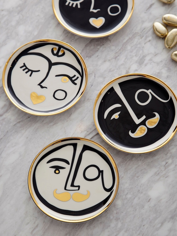 Jonathan Adler Set of 4 Black Marseilles Coasters - Image 1 of 7