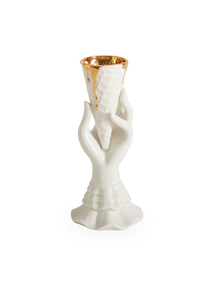 Jonathan Adler Gold Gilded I Scream Vase - Image 6 of 6