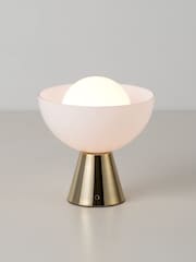 Houseof. Brass Glass Bowl Rechargeable Table Lamp - Image 2 of 6