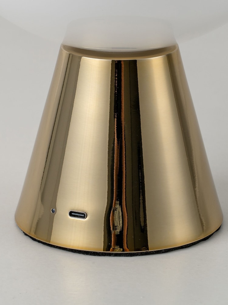 Houseof. Brass Glass Bowl Rechargeable Table Lamp - Image 6 of 6
