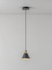 Houseof. Charcoal Grey Cone Pendant Ceiling Light - Image 2 of 6