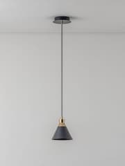 Houseof. Charcoal Grey Cone Pendant Ceiling Light - Image 3 of 6