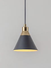 Houseof. Charcoal Grey Cone Pendant Ceiling Light - Image 5 of 6