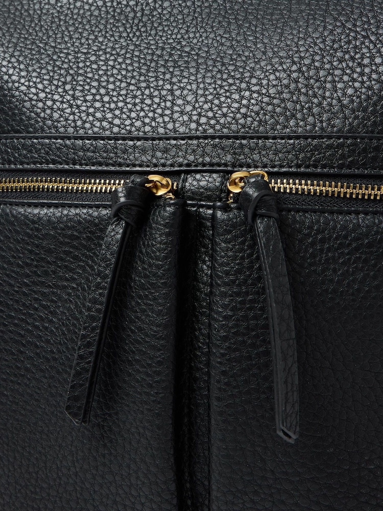 Oliver Bonas Black Large Anie Multi Pocket Backpack - Image 3 of 7