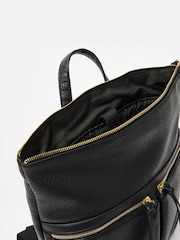 Oliver Bonas Black Large Anie Multi Pocket Backpack - Image 6 of 7