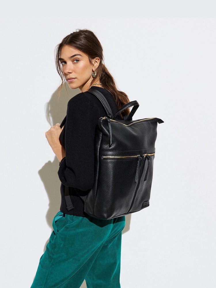 Oliver Bonas Black Large Anie Multi Pocket Backpack - Image 7 of 7