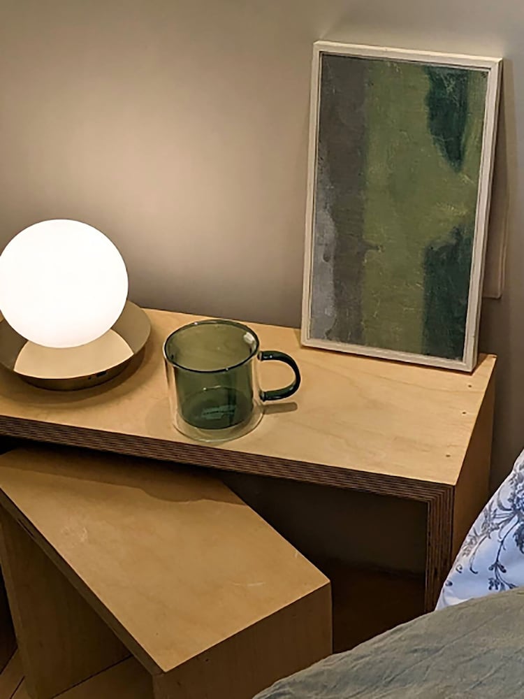 Houseof. Brass Opal Disk Rechargeable Table Lamp - Image 1 of 5