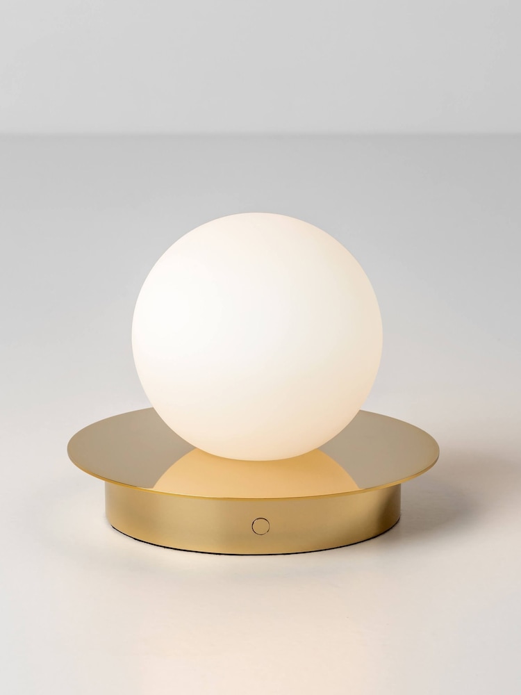 Houseof. Brass Opal Disk Rechargeable Table Lamp - Image 2 of 5