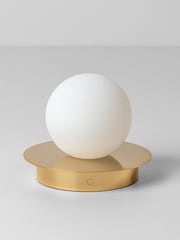 Houseof. Brass Opal Disk Rechargeable Table Lamp - Image 3 of 5