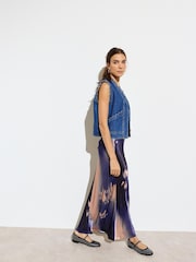 Oliver Bonas Blue Denim Scalloped Sleeveless Jacket - Image 2 of 8