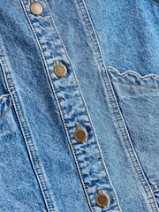 Oliver Bonas Blue Denim Scalloped Sleeveless Jacket - Image 7 of 8