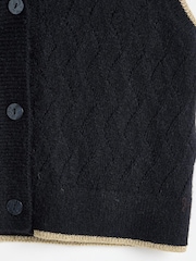 Oliver Bonas Black Metallic Trim Knitted Waistcoat - Image 5 of 5