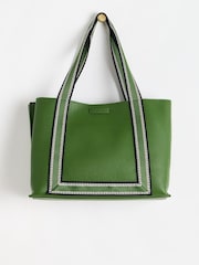 Oliver Bonas Green Emma Stripe Tote Bag - Image 1 of 7