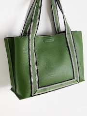Oliver Bonas Green Emma Stripe Tote Bag - Image 4 of 7