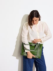Oliver Bonas Green Emma Stripe Tote Bag - Image 7 of 7