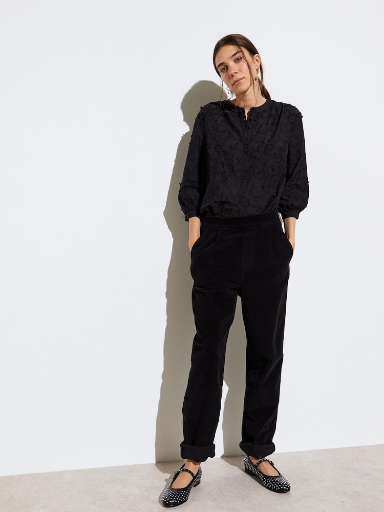 Oliver Bonas Black Corduroy Straight Leg Trousers - Image 1 of 8