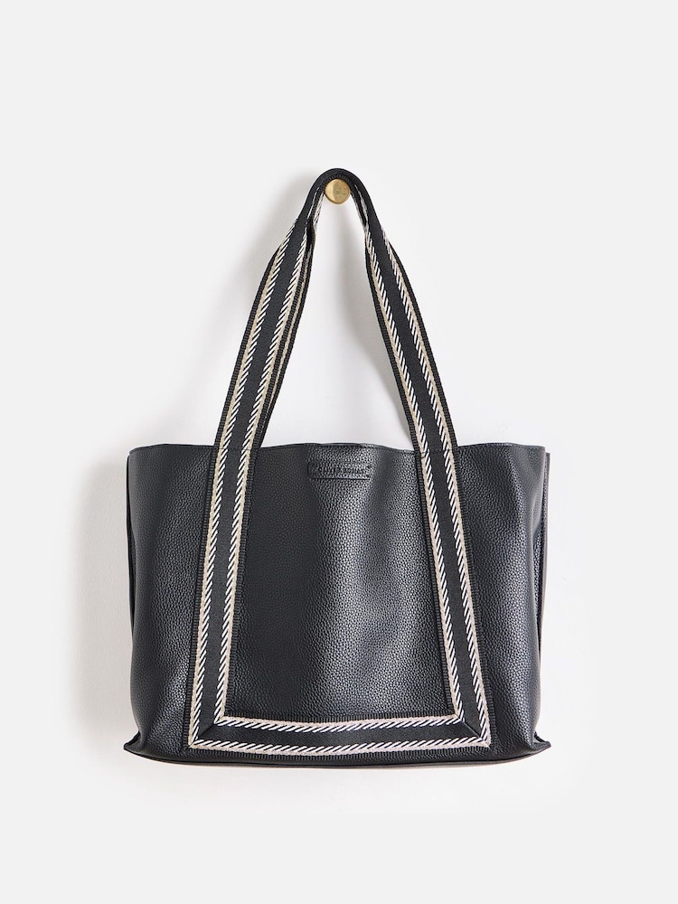 Oliver Bonas Black Emma Stripe Tote Bag - Image 1 of 7